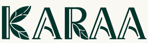 Logo of KARAA with leaf designs on a white background